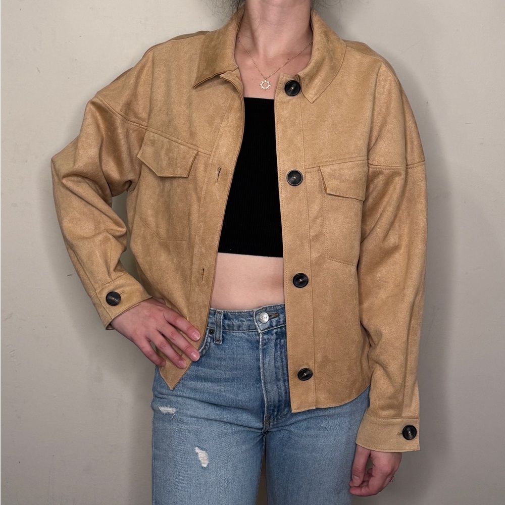 Zara Tan Utility Suede Jacket for Women
